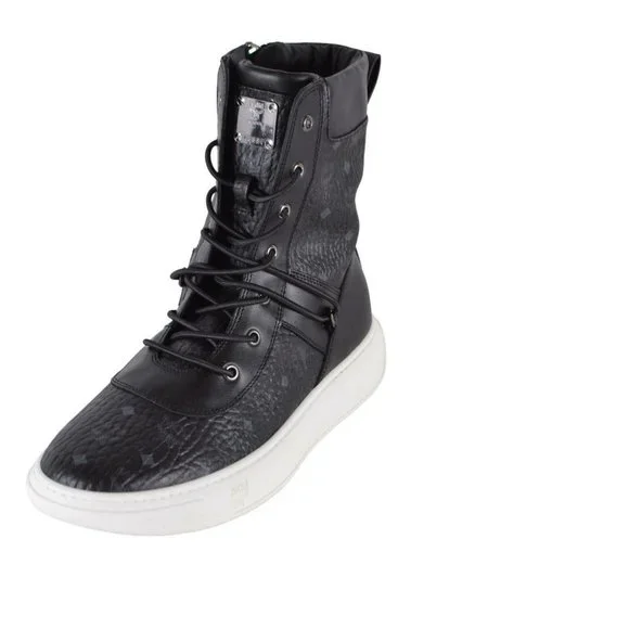 NIB MCM Women's Logo High Tops Combat Boots Shoes - Picture 7 of 10